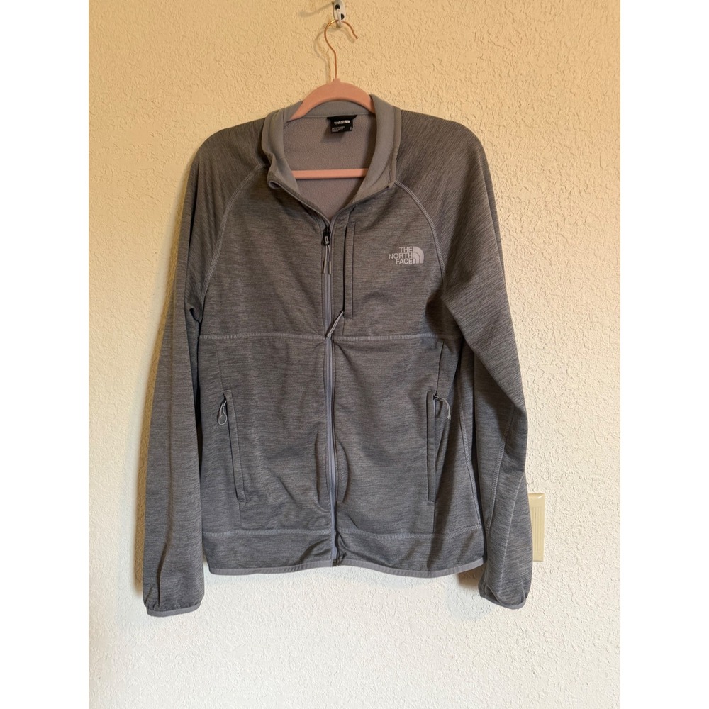 The North Face Mens Gray Full Zip Fleece Jacket Mock Neck Heathered Medium